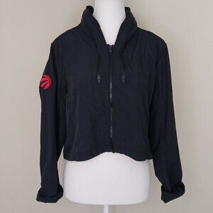 Levelwear Verve Crop Jacket Raptors Logo Hidden Hood Full Zip Black Size XL